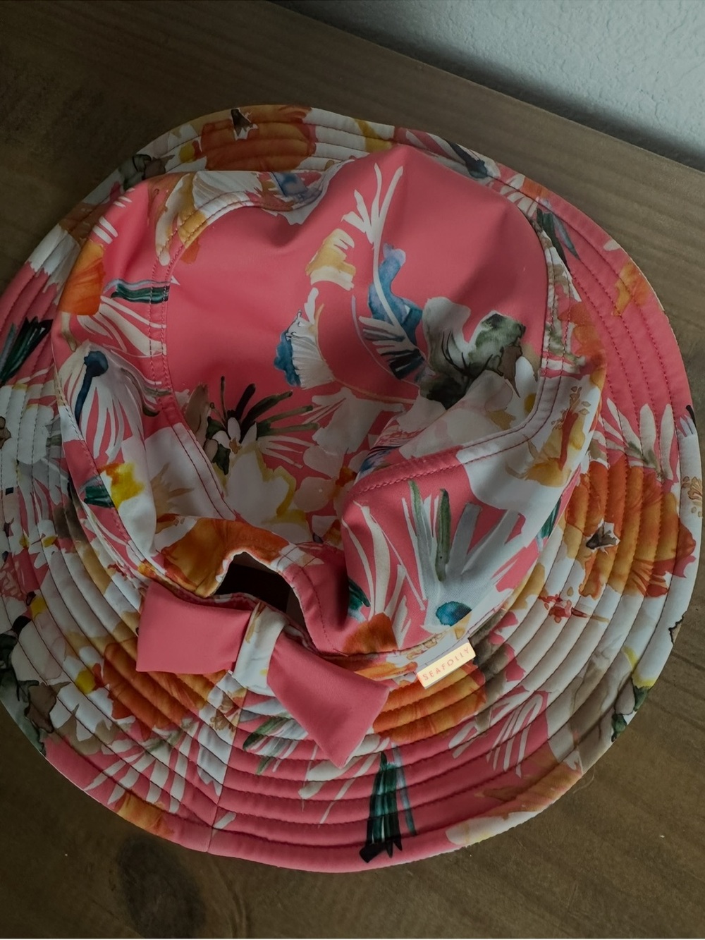 Seafolly Pink Floral Kids Sun Hat little girl M/L